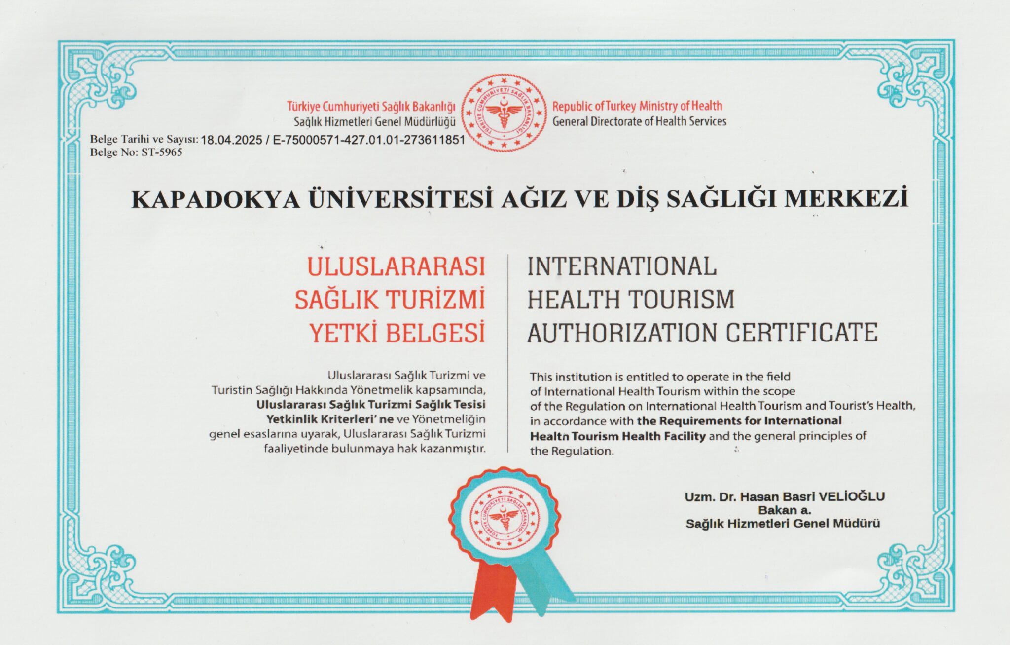 Health Tourism Authorisation Certificate – Ministry of Health
